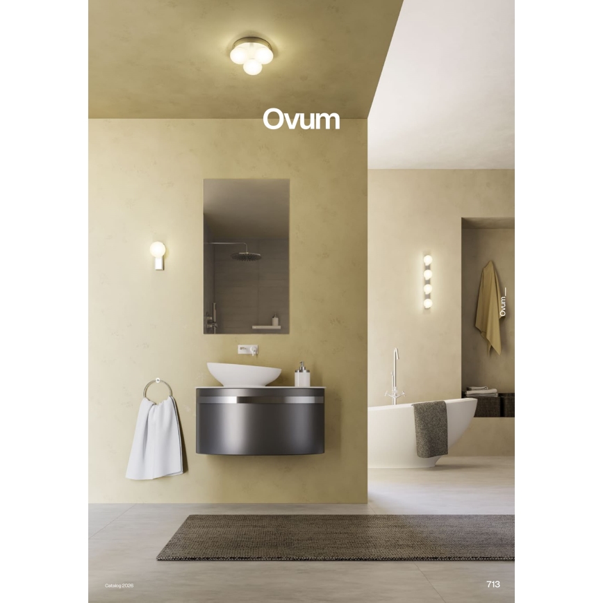 Redo 01-4306 - LED таванно осветително тяло за баня OVUM 3xLED/5W/230V 3000/4000K CRI 90 Ø 24 cm IP44 бяло/лъскав хром