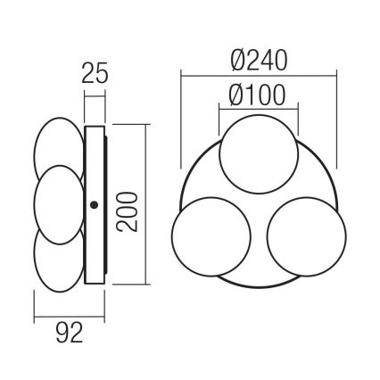 Redo 01-4306 - LED таванно осветително тяло за баня OVUM 3xLED/5W/230V 3000/4000K CRI 90 Ø 24 cm IP44 бяло/лъскав хром
