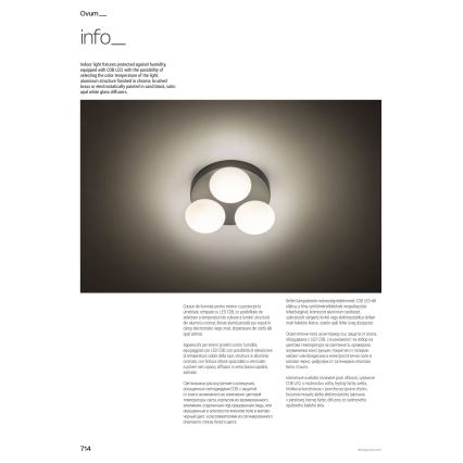 Redo 01-4307 - LED таванно осветително тяло за баня OVUM 3xLED/5W/230V 3000/4000K CRI 90 Ø 24 см IP44 бяло/месинг