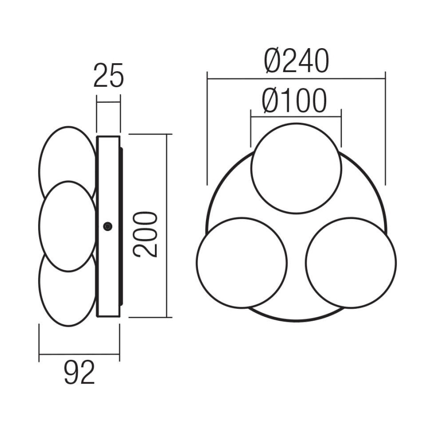 Redo 01-4307 - LED таванно осветително тяло за баня OVUM 3xLED/5W/230V 3000/4000K CRI 90 Ø 24 см IP44 бяло/месинг
