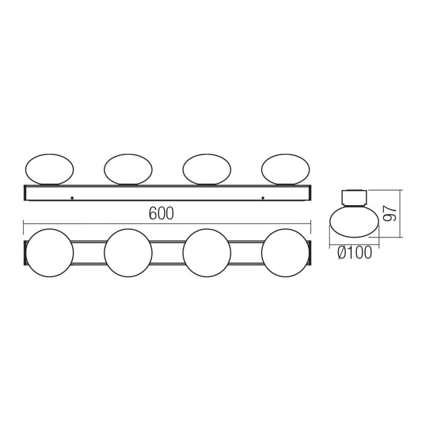 Redo 01-4309 - LED таванно осветително тяло за баня OVUM 4xLED/5W/230V 3000/4000K CRI 90 IP44 бял/лъскав хром
