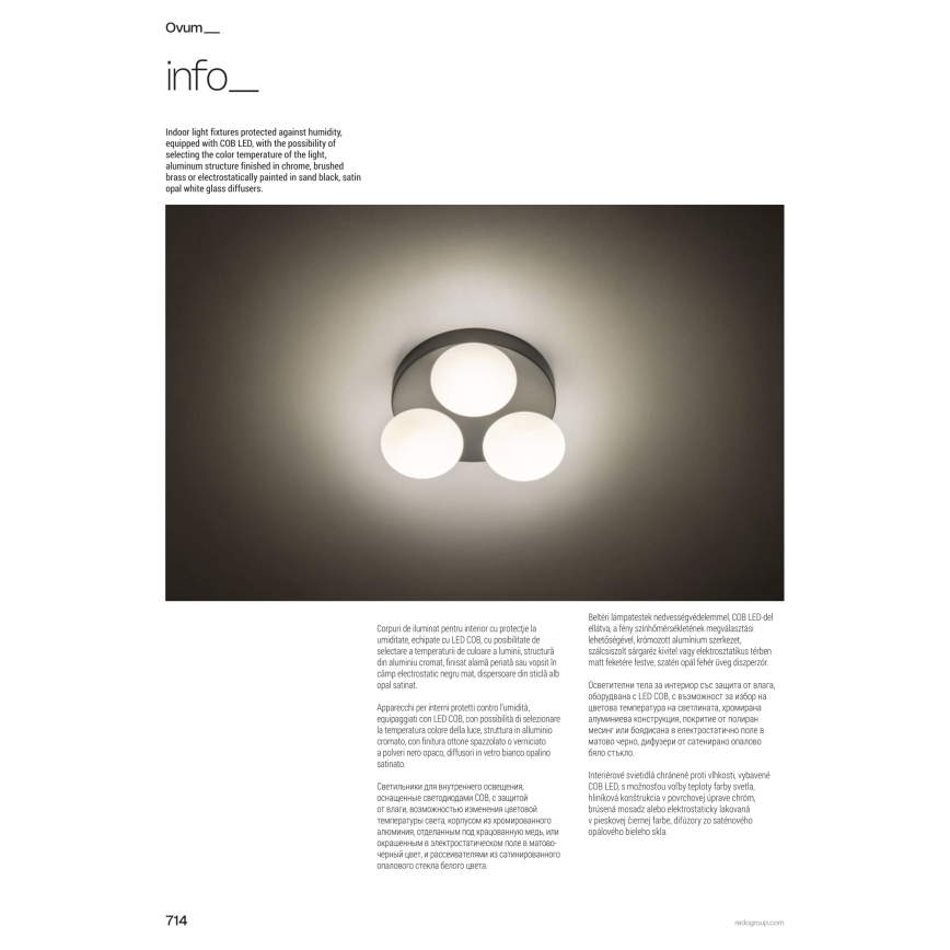 Redo 01-4311 - LED плафон за баня OVUM 4xLED/5W/230V 3000/4000K CRI 90 IP44 бял/черен