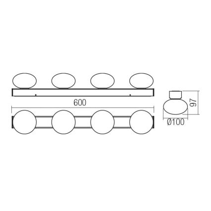 Redo 01-4311 - LED плафон за баня OVUM 4xLED/5W/230V 3000/4000K CRI 90 IP44 бял/черен