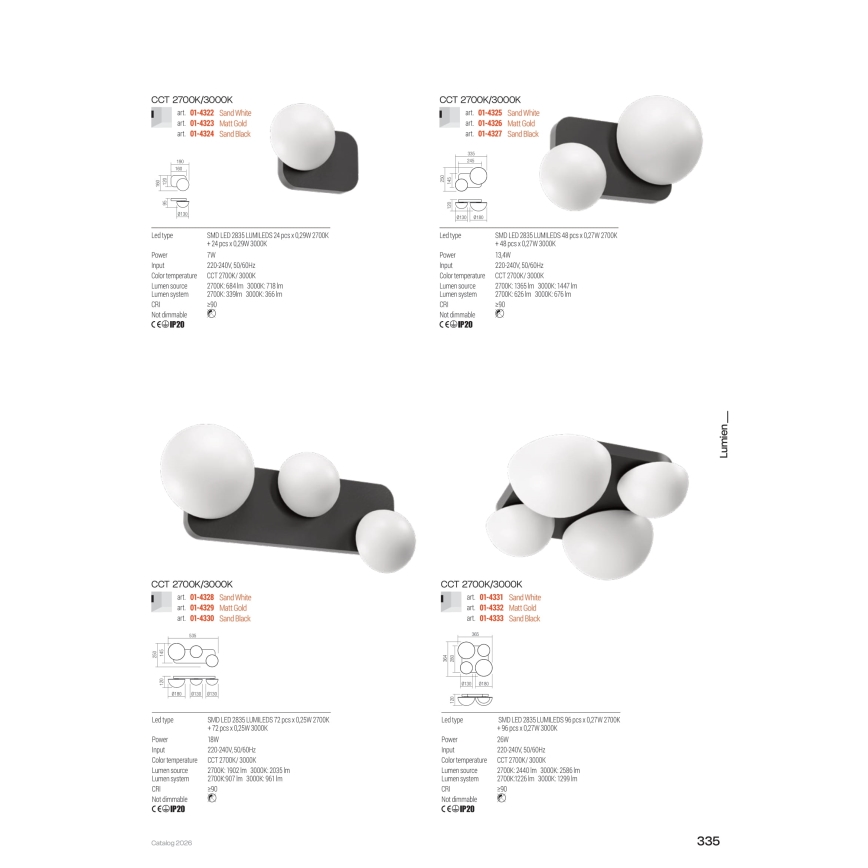 Redo 01-4333 - LED таванно осветително тяло LUMIEN 4xLED/26W/230V 2700/3000K CRI 90 бяло/черно