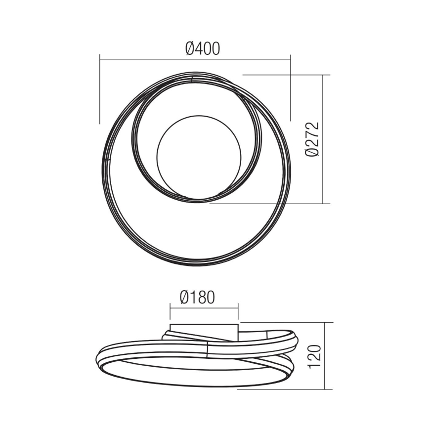 Redo 01-4356 - Димируемо стенно LED осветително тяло TORSION LED/30W/230V 2700/3000/4000K CRI 90 черно