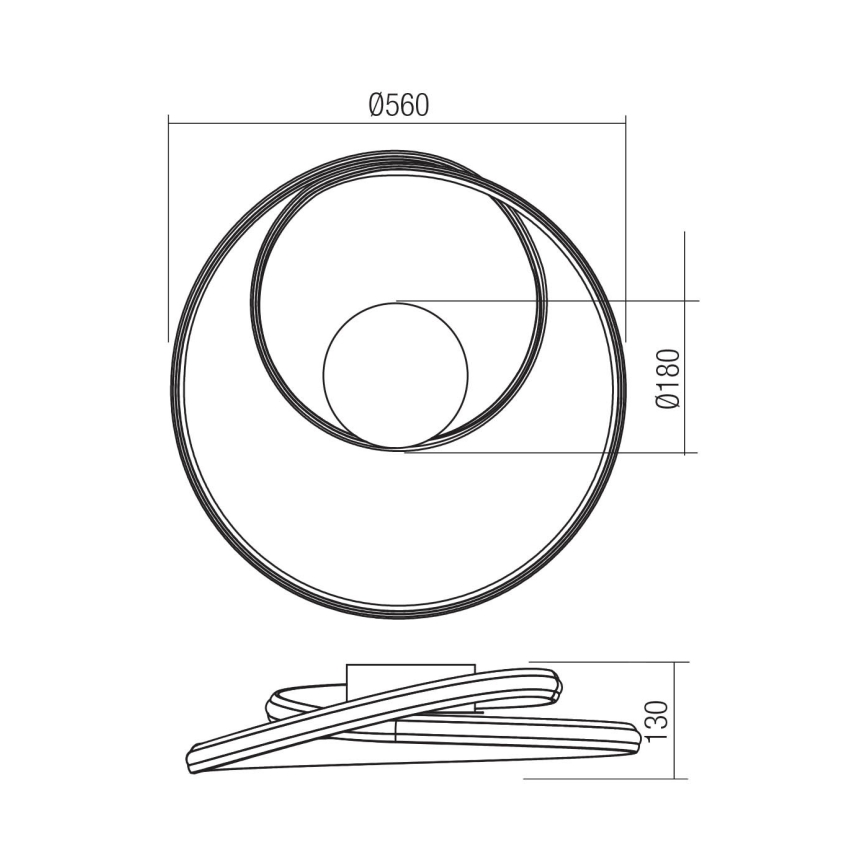 Redo 01-4358 - LED димируемо таванно осветително тяло TORSION LED/40W/230V 2700/3000/4000K CRI 90 Ø 56 см златно