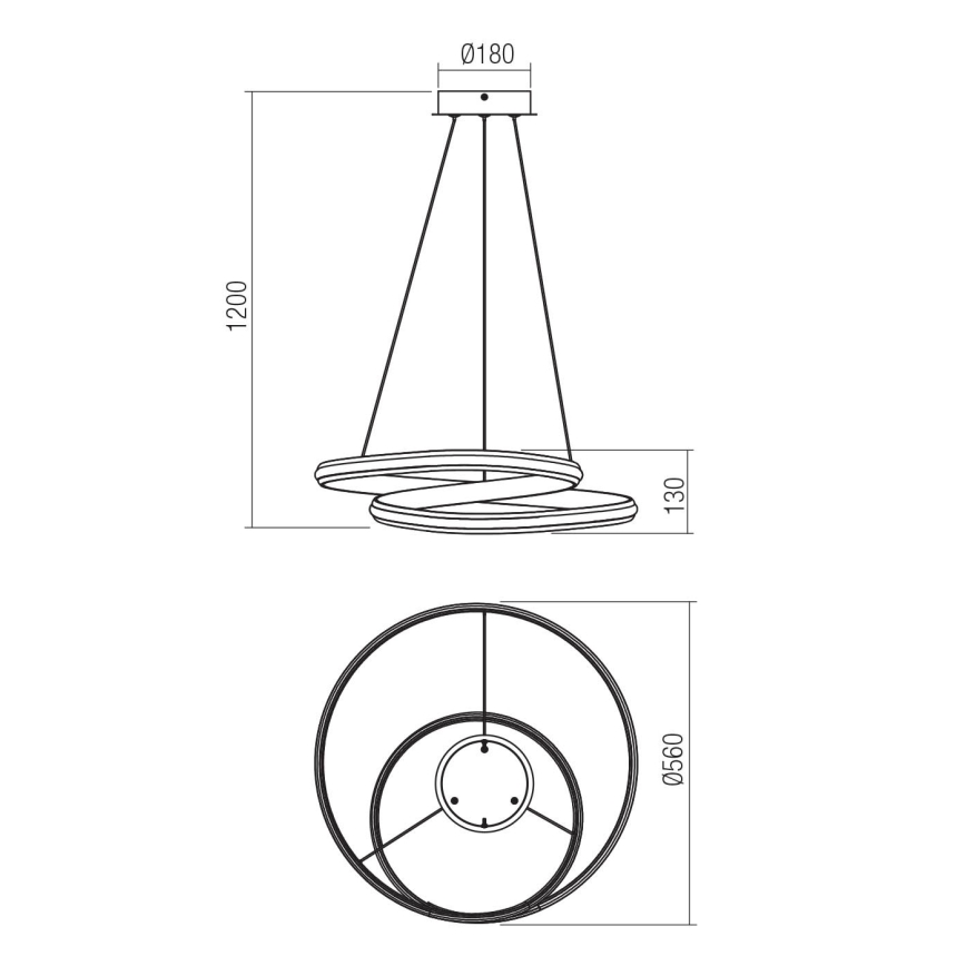 Redo 01-4360 - LED полилей с възможност за димиране, подвесен на кабел TORSION LED/40W/230V 2700/3000/4000K CRI 90 Ø 56 см бял