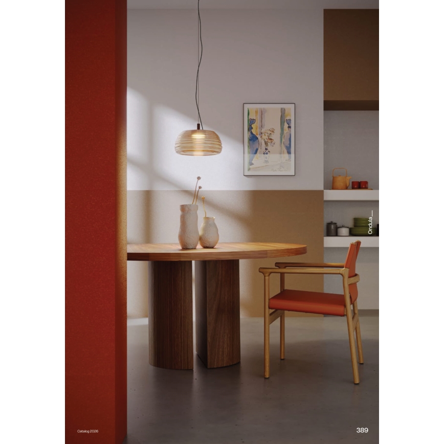 Redo 01-4540 - LED димируем полилей на кабел ONDULA LED/12W/230V 2700K/3000K CRI 90 диам. 32 см бежов/опушен