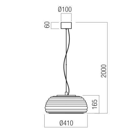 Redo 01-4543 - Димируем LED полилей на кабел ONDULA LED/16W/230V 2700K/3000K CRI 90 Ø 41 cm черен/опушен