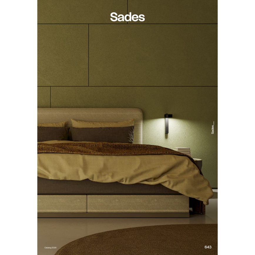 Redo 01-4643 - LED стенен аплик SADES LED/6W/230V CRI 90 USB черен