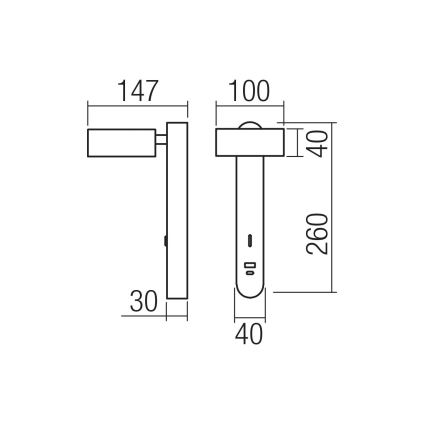 Redo 01-4643 - LED стенен аплик SADES LED/6W/230V CRI 90 USB черен