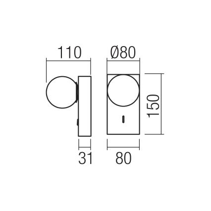 Redo 01-4656 - LED стенно осветително тяло NORMA LED/5W/230V CRI 90 USB бяло