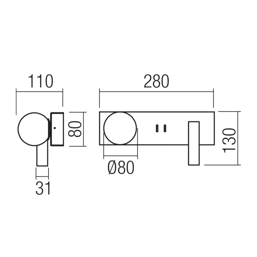 Redo 01-4660 - LED стенно осветително тяло NORMA LED/5W/230V + LED/3W CRI 90 USB бяло
