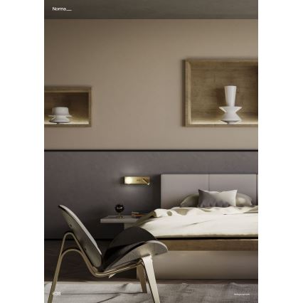 Redo 01-4661 - LED стенен аплик NORMA LED/5W/230V + LED/3W, CRI 90, USB, бял/златист