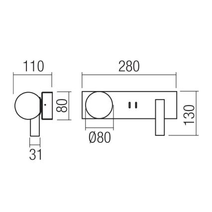 Redo 01-4663 - LED стенен осветител NORMA LED/5W/230V + LED/3W CRI 90 USB бял/черен