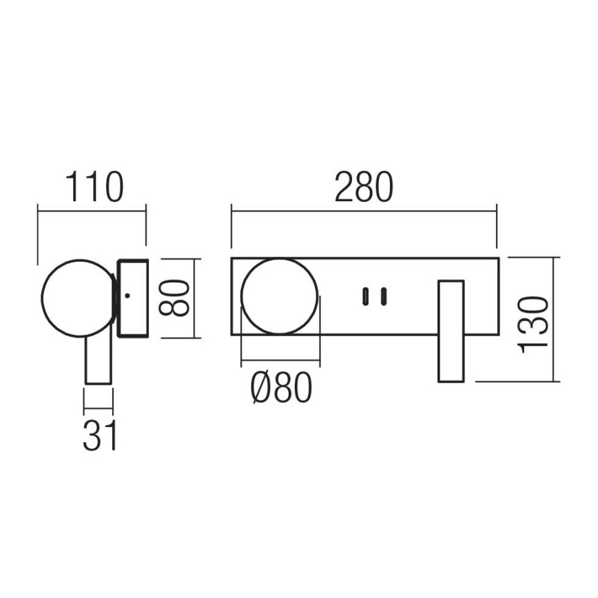 Redo 01-4663 - LED стенен осветител NORMA LED/5W/230V + LED/3W CRI 90 USB бял/черен