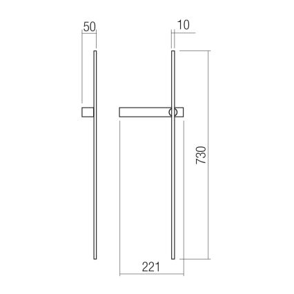 Redo 01-4673 - LED стенен осветител TANGENT LED/6W/230V 2700/2850/3000K 73 cm CRI 90 черен
