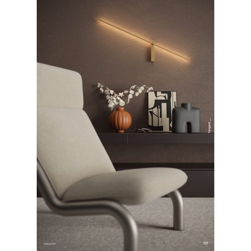 Redo 01-4674 - LED стенно осветително тяло TANGENT LED/9W/230V 2700/2850/3000K 73 cm CRI 90 златисто