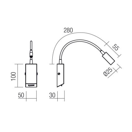 Redo 01-4802 - Гъвкава LED лампичка HELLO LED/3W/230V бронзова