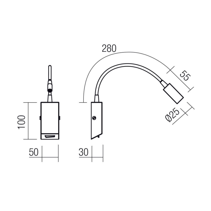 Redo 01-4802 - Гъвкава LED лампичка HELLO LED/3W/230V бронзова
