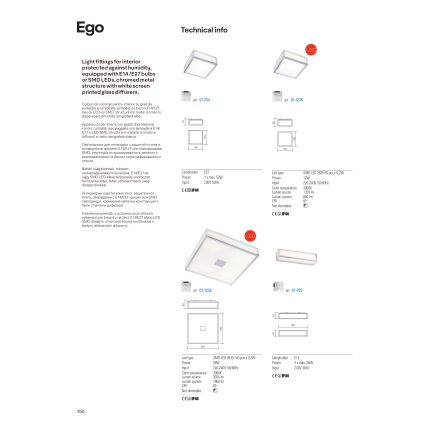 Redo 01-703 - Стенно осветително тяло за баня EGO 2xE14/28W/230V 36 cm IP44 лъскав хром
