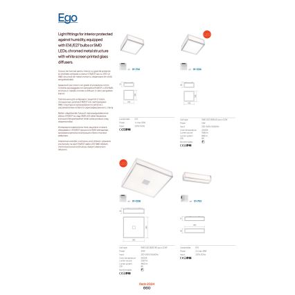 Redo 01-704 - Плафон за баня EGO 1xE27/52W/230V 18x18 см IP44