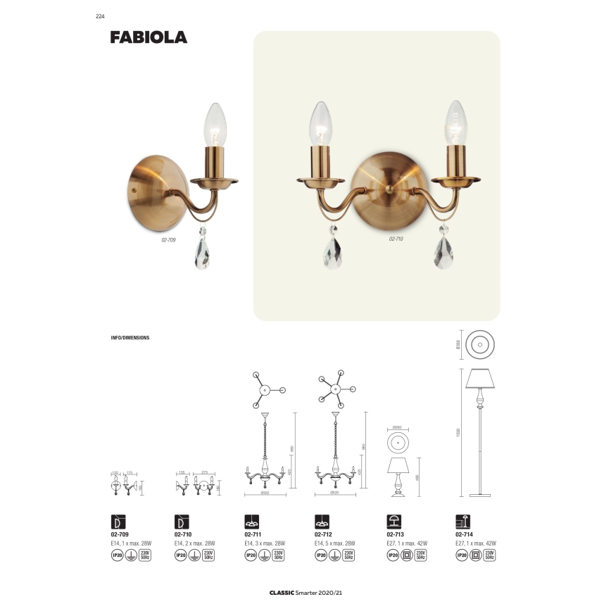 Redo 02-710 - Аплик FABIOLA 2xE14/28W/230V