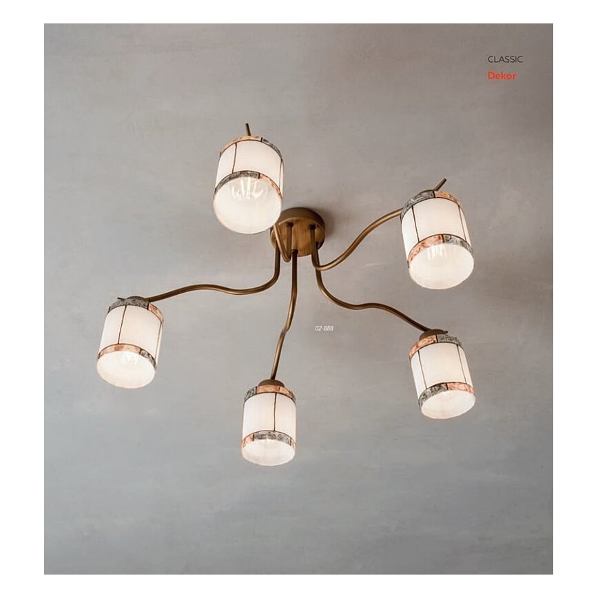 Redo 02-888 - Полилей за повърхностен монтаж DEKOR 5xE27/42W/230V Ø 52,3 см бронзов