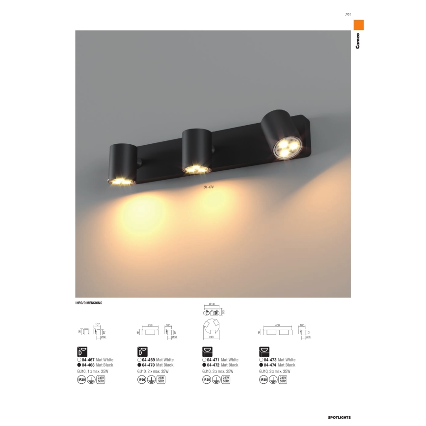 Redo 04-471 - Точково осветително тяло CAMEO 3xGU10/35W/230V бяло