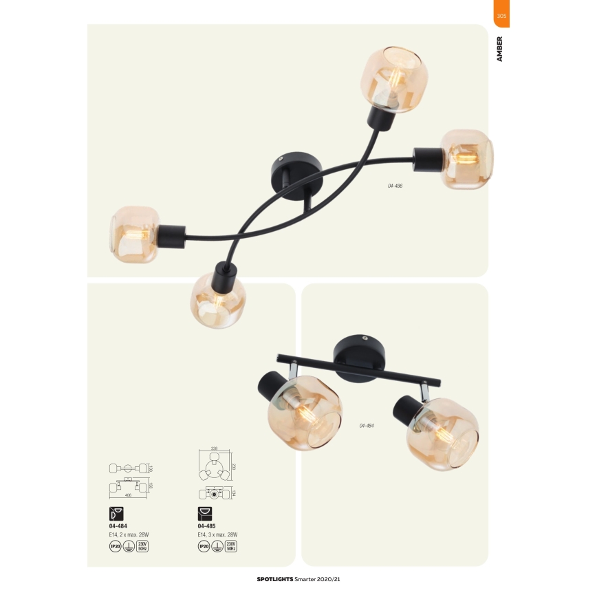 Redo 04-483 - Стенна Точково осветително тяло AMBER 1xE14/28W/230V