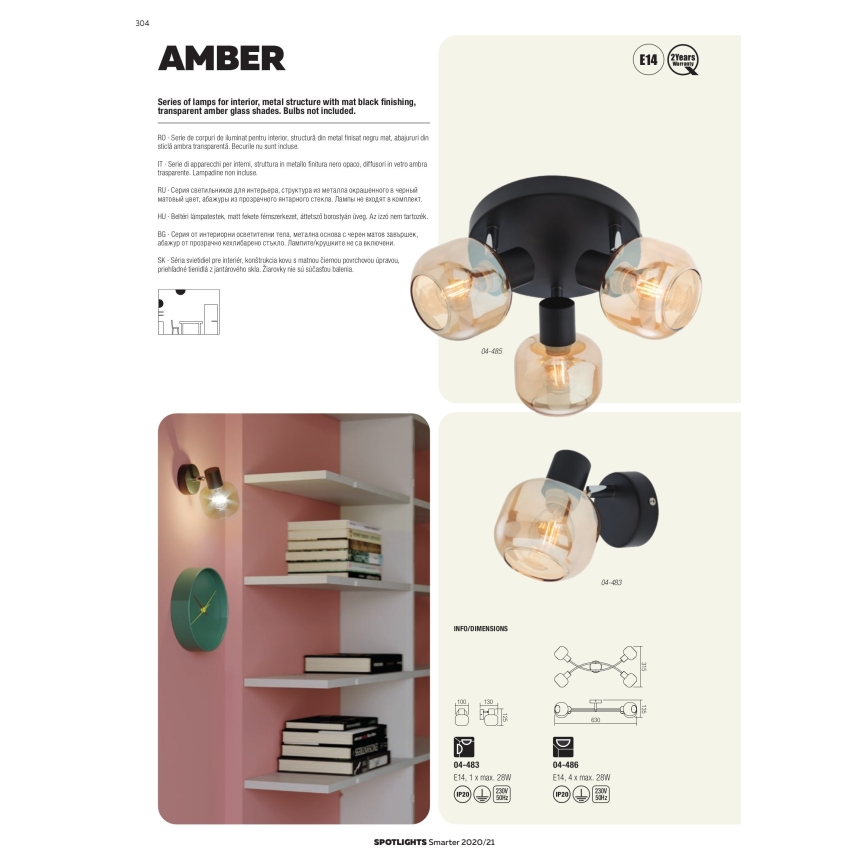Redo 04-484 - Точково осветително тяло AMBER 2xE14/28W/230V