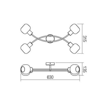Redo 04-486 - Точково осветително тяло AMBER 4xE14/28W/230V