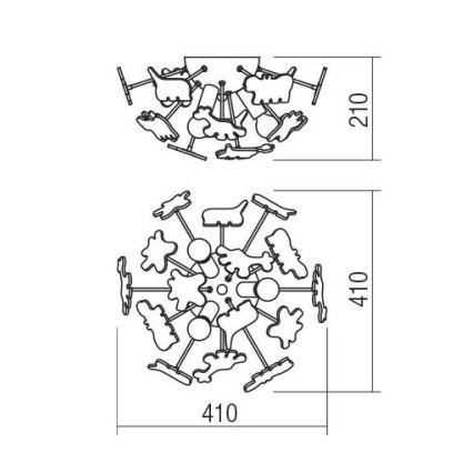 Redo 04-514 - Детско таванно осветително тяло SAFARI 3xE14/28W/230V диаметър 41 cm пъстроцветно