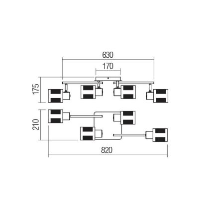 Redo 04-522 - Полилей за повърхностен монтаж BASKET 4xE27/42W/230V бронз