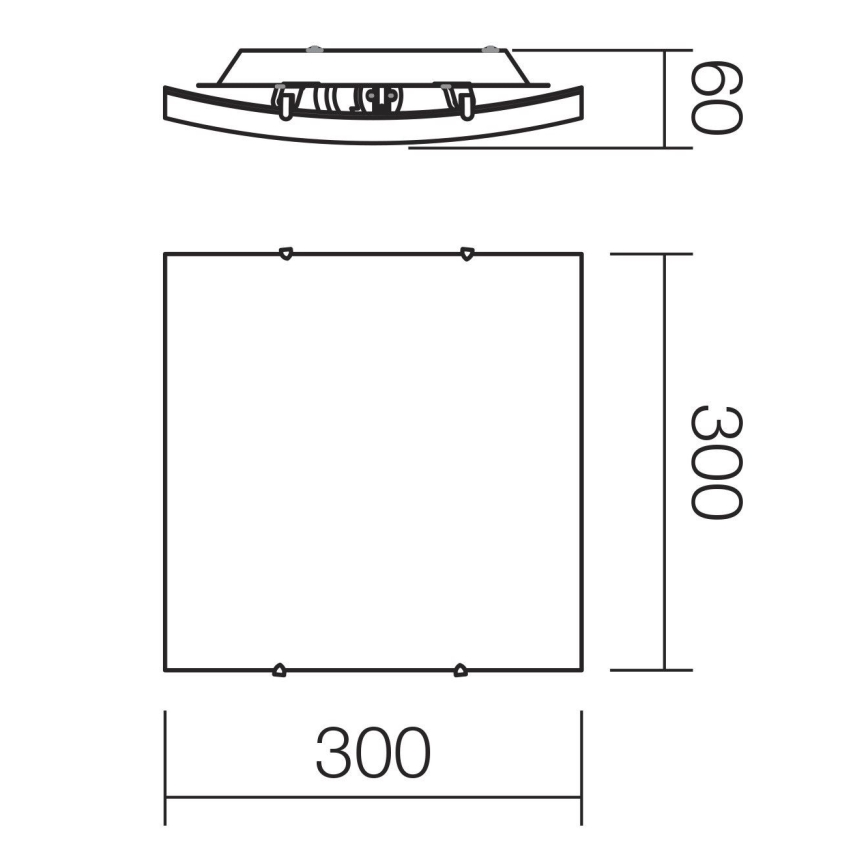 Redo 05-904 - Таванно осветително тяло ISIDE 1xE27/42W/230V 30x30 см прозрачно