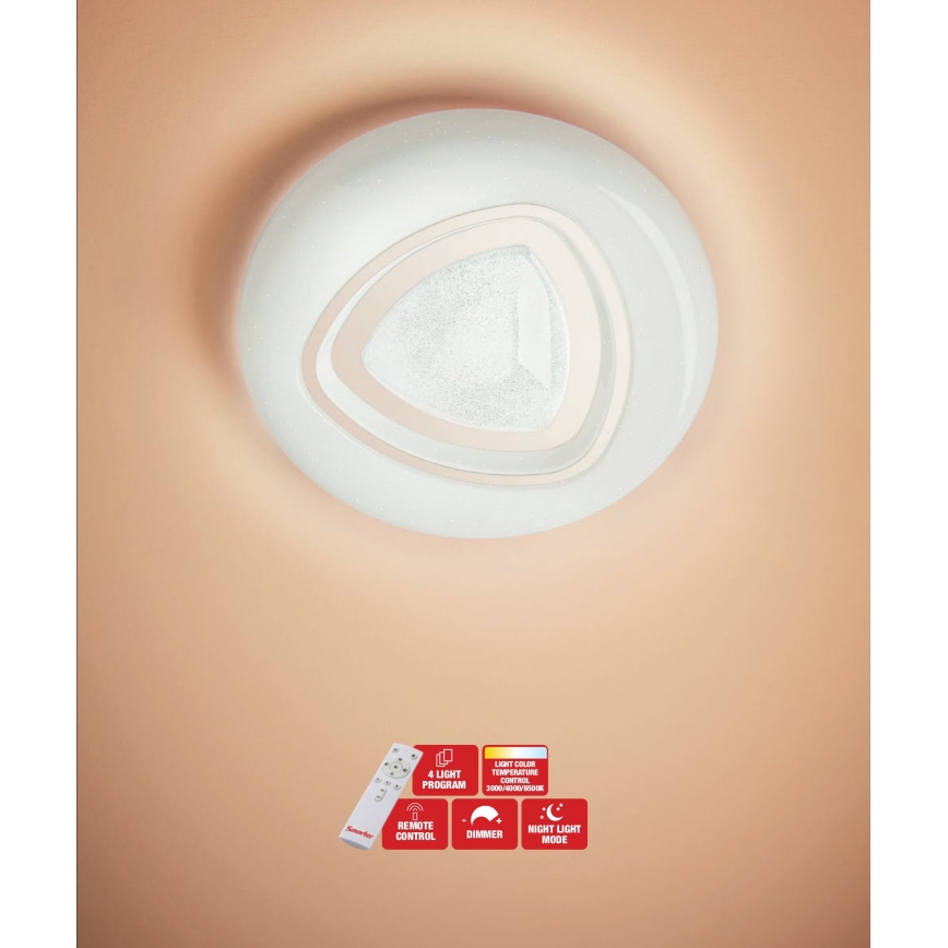 Redo 05-919 - Димируем плафон GALAX LED/48W/230V 3000–6500K Wi-Fi Tuya, Ø 48 см, бял + дистанционно управление