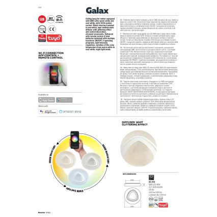 Redo 05-919 - Димируем плафон GALAX LED/48W/230V 3000–6500K Wi-Fi Tuya, Ø 48 см, бял + дистанционно управление