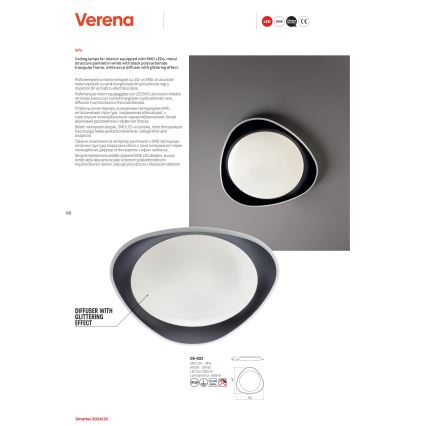 Redo 05-922 - LED Плафониера VERENA LED/24W/230V антрацит