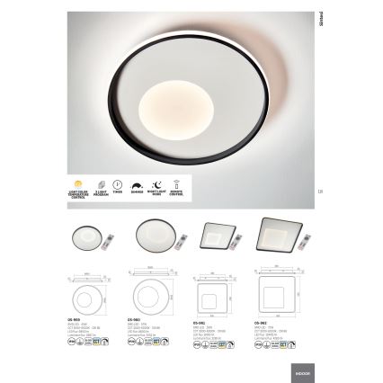 Redo 05-961 - LED Димируем плафон SINTESI LED/53W/230V 45x45 см 3000-6000K + дистанционно управление