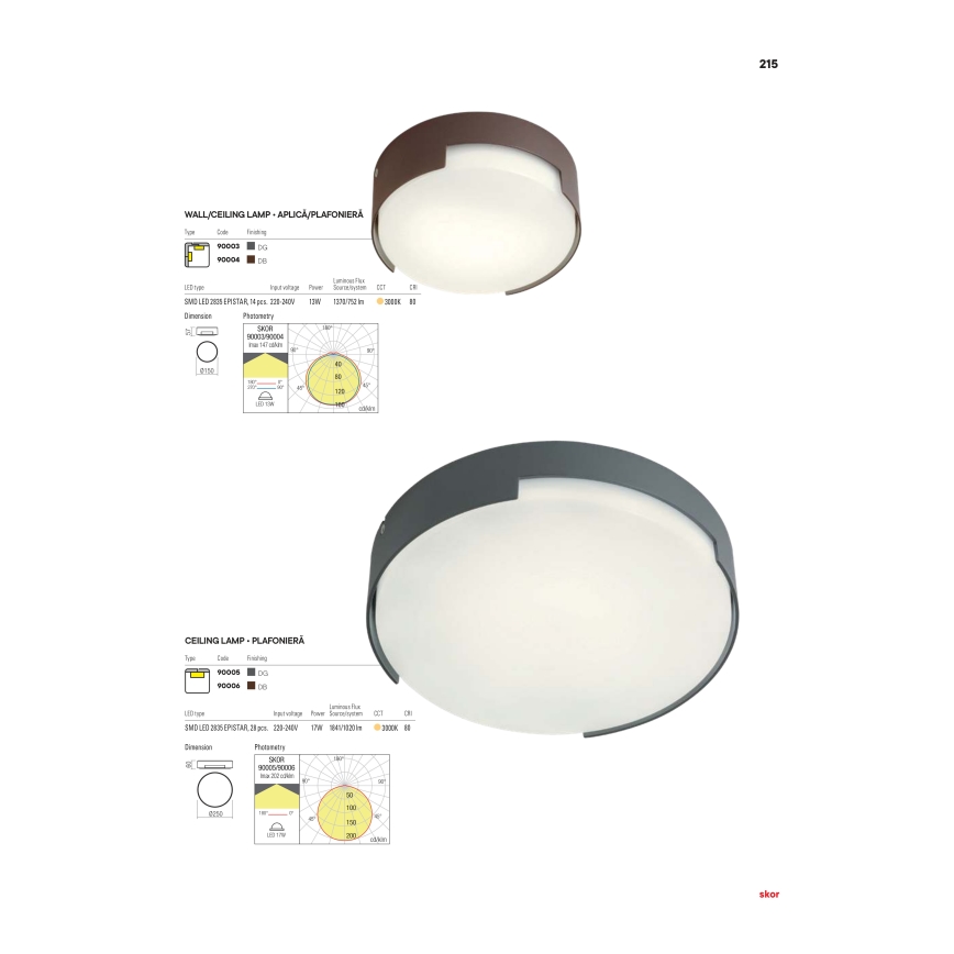 Redo 90004 - Екстериорна LED лампа за таван SKOR LED/12W/230V Ø 15 см IP54 кафяв