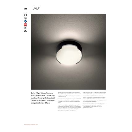 Redo 90006 - Екстериорна LED лампа за таван SKOR LED/16W/230V Ø 25 см IP54 кафяв