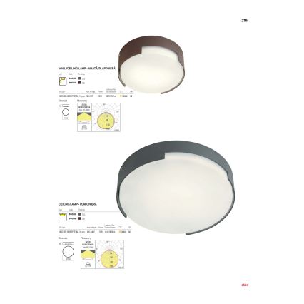 Redo 90006 - Екстериорна LED лампа за таван SKOR LED/16W/230V Ø 25 см IP54 кафяв