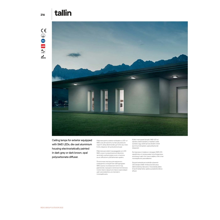 Redo 90008 - Екстериорна LED лампа за таван TALLIN LED/21W/230V 24,5x24,5 см IP54 кафяв