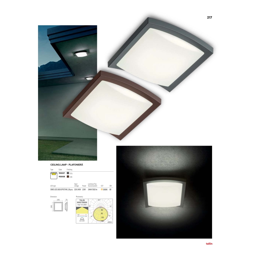 Redo 90008 - Екстериорна LED лампа за таван TALLIN LED/21W/230V 24,5x24,5 см IP54 кафяв