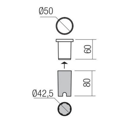 Redo 90044 - LED Екстериорна лампа за вграждане INCAS LED/2,3W/230V IP65