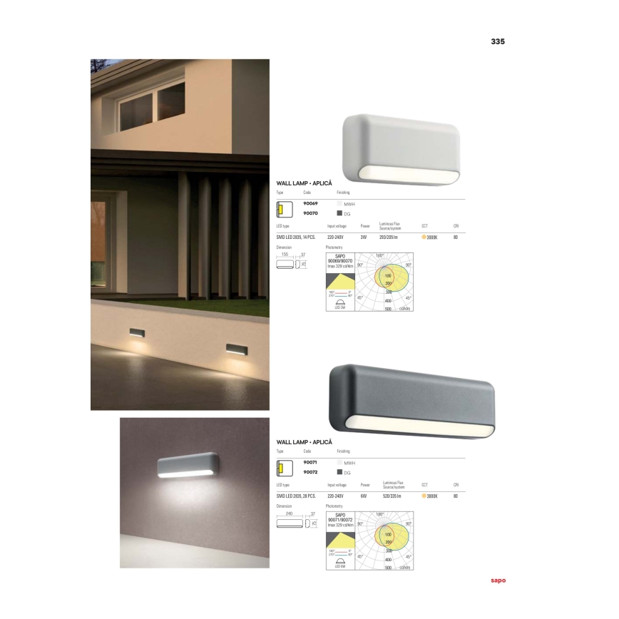 Redo 90072 - LED външно стенно осветително тяло SAPO LED/5W/230V IP65