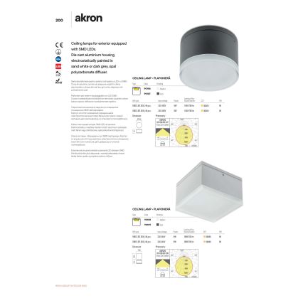 Redo 90107 - Екстериорна LED лампа за таван AKRON 1xLED/9W/230V Ø 10,8 см IP54
