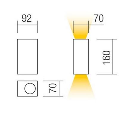 Redo 90152 - Външна стенна лампа PUNTA 2xGU10/7W/230V IP44