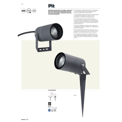 Redo 90183 - Екстериорна лампа PIT 1xGU10/35W/230V IP65