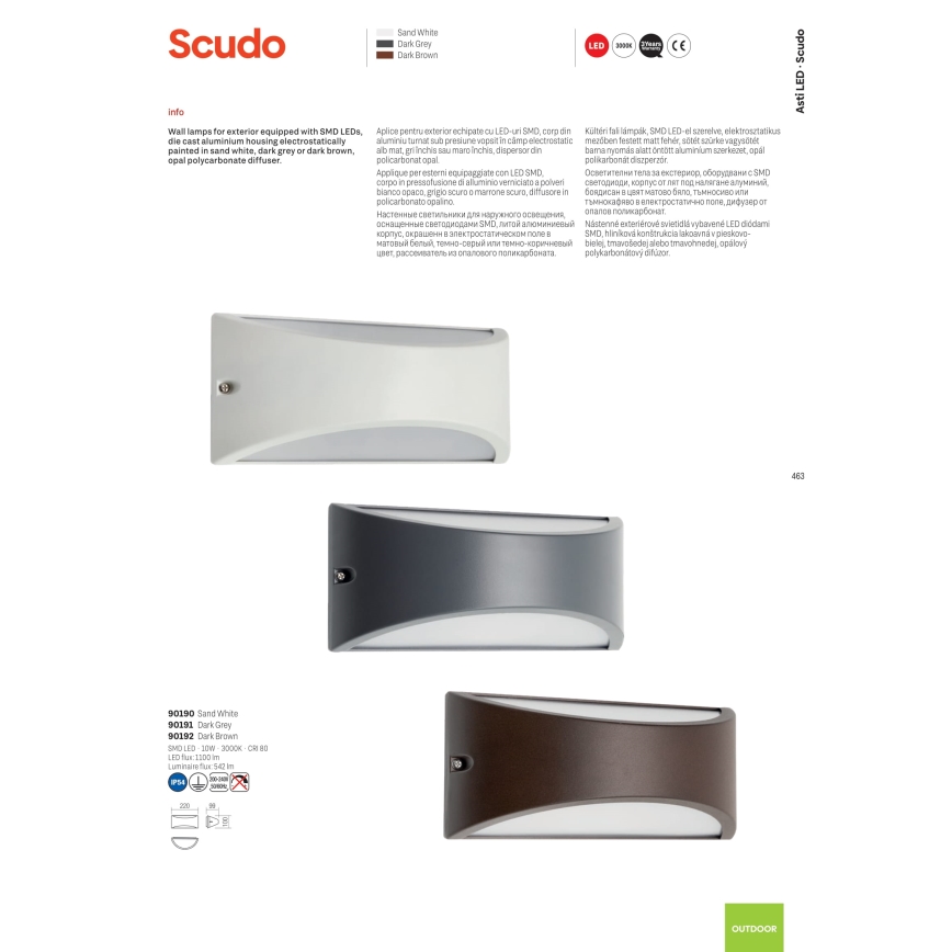 Redo 90191 - LED Екстериорен аплик SCUDO LED/10W/230V 3000K IP54 антрацит